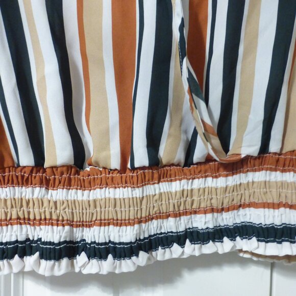 FOREVER 21 striped v-neck chiffon cropped long sleeve blouse - Picture 7 of 10